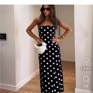 Zara linen polka dot dress